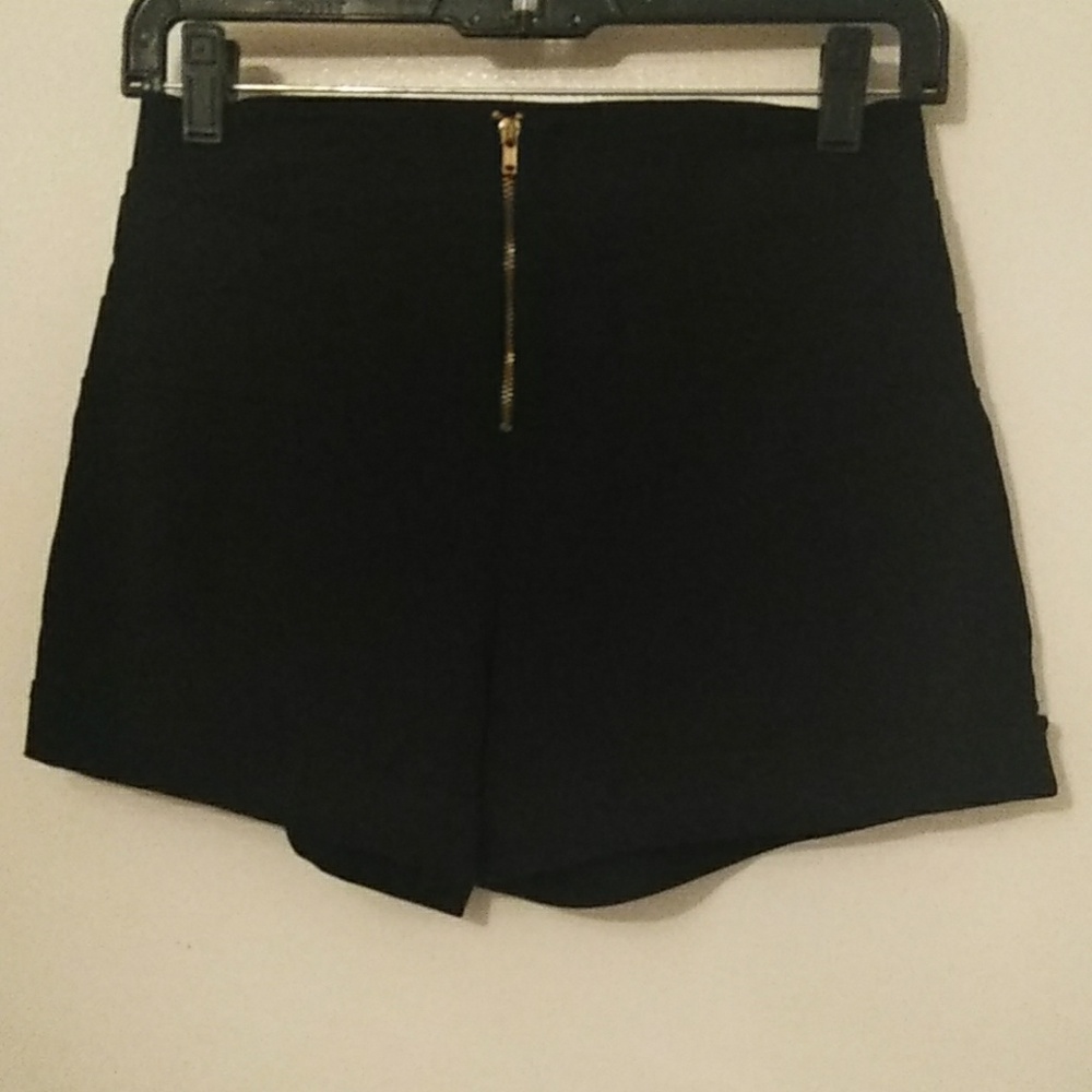 Sexy Black Shorts with Gold Zipper in Front